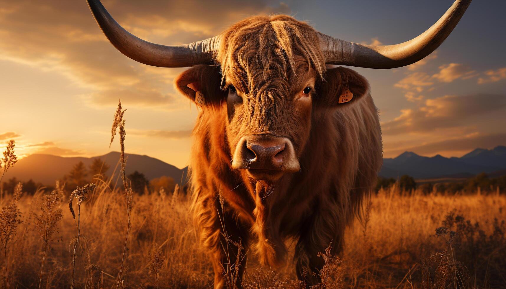 ai generato bestiame pascolo su un' azienda agricola, natura bellezza a tramonto generato di ai foto