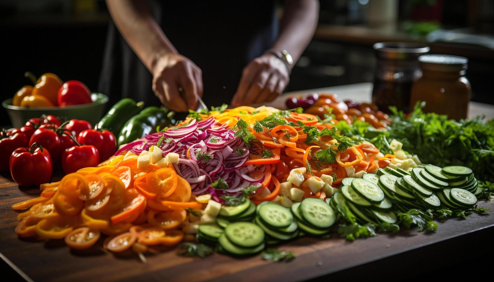 ai generato freschezza e varietà su il piatto, salutare mangiare fatto facile generato di ai foto