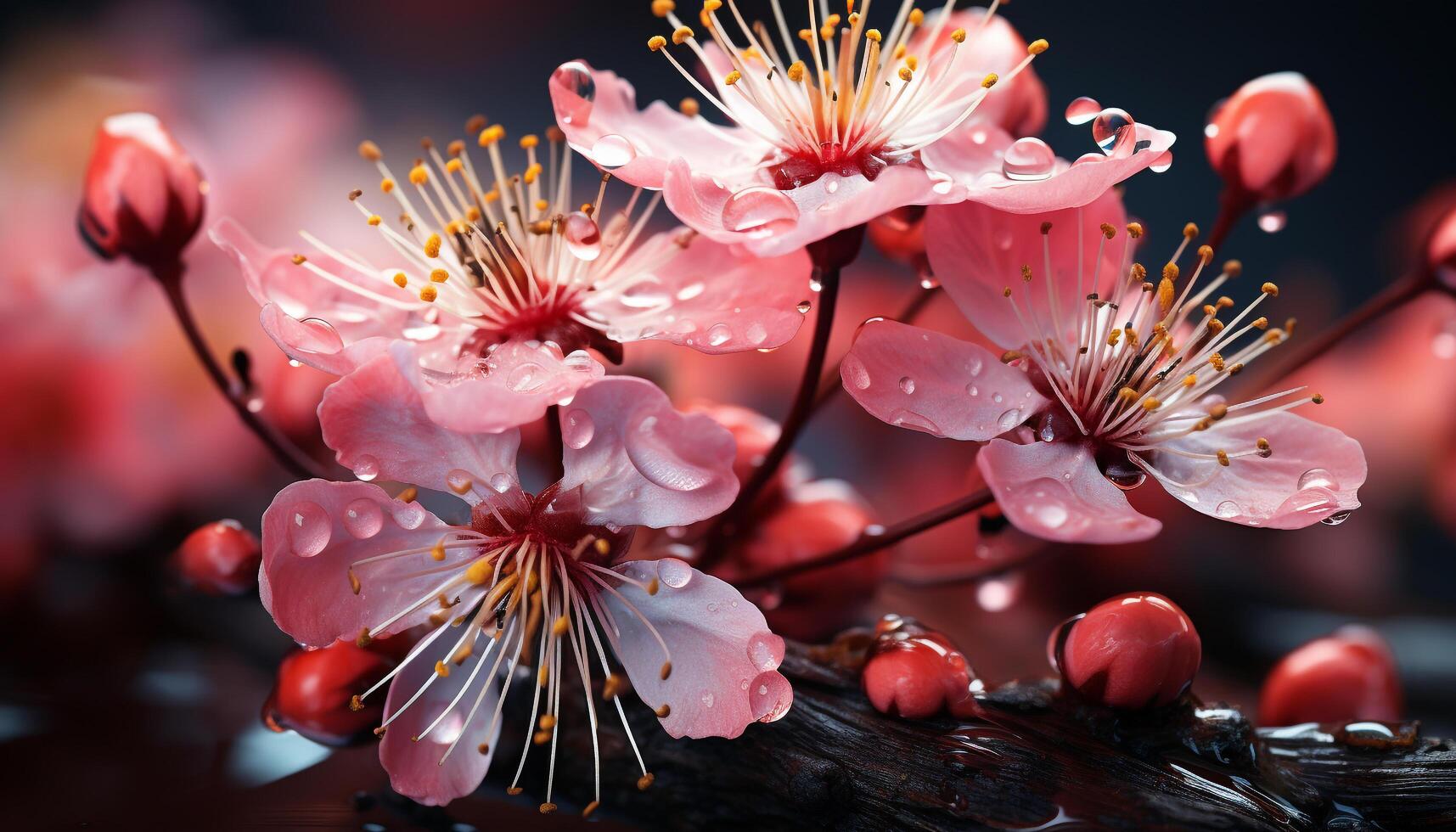 ai generato vivace ciliegia fiore, un' simbolo di amore, nel formale giardino generato di ai foto