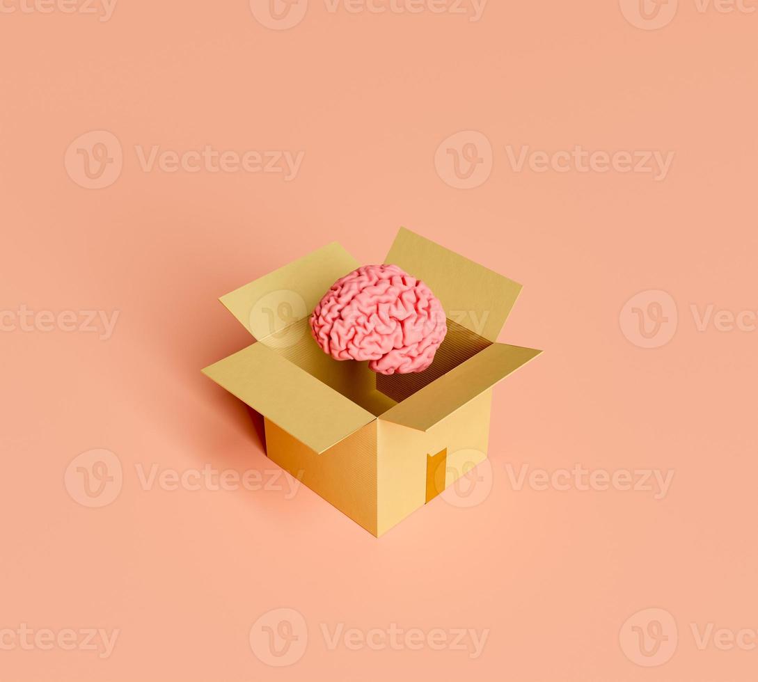 cervello che esce da una scatola di cartone foto