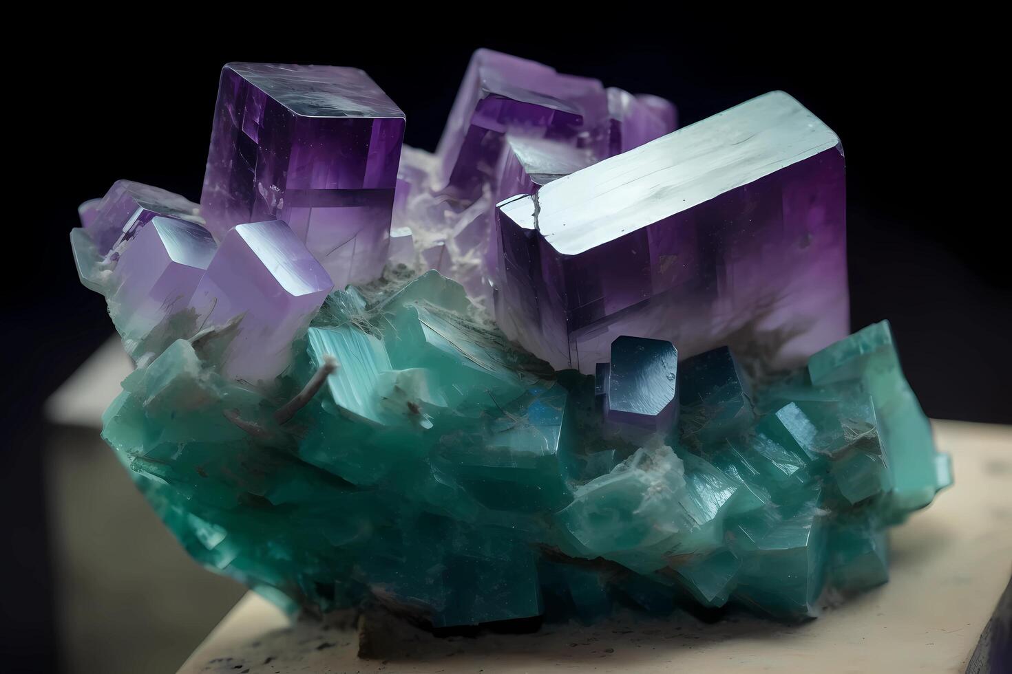 ai generato fluorite - trovato globalmente - minerale con fluorescente proprietà, Usato nel ottica e industriale processi foto