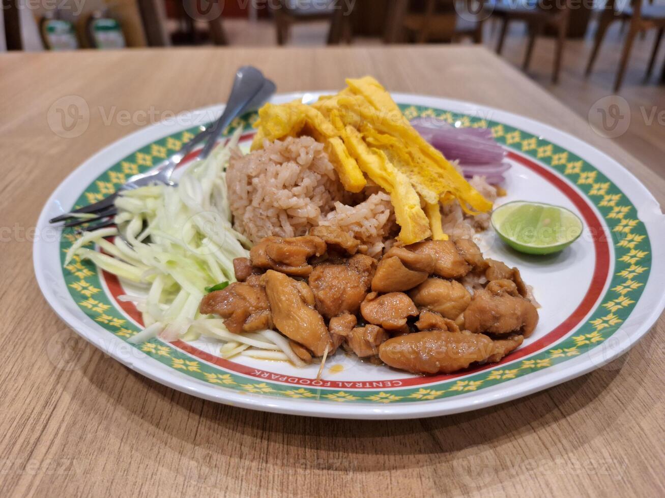 immagine di cibo, ristorante, tailandese cibo chiamato khao kluk gamberetto incolla foto