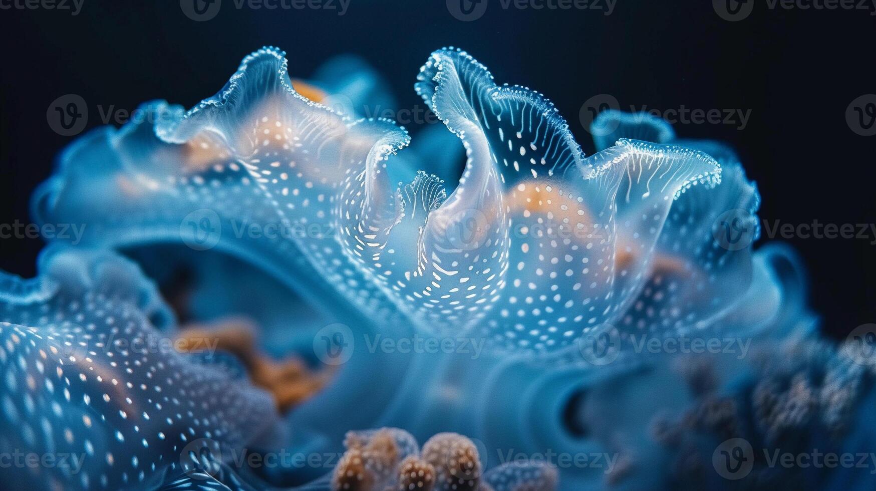 ai generato macro tiro di un' quello delle meduse epidermide. blu sfumature, grazioso ondulazioni. terra giorno. ai generato foto