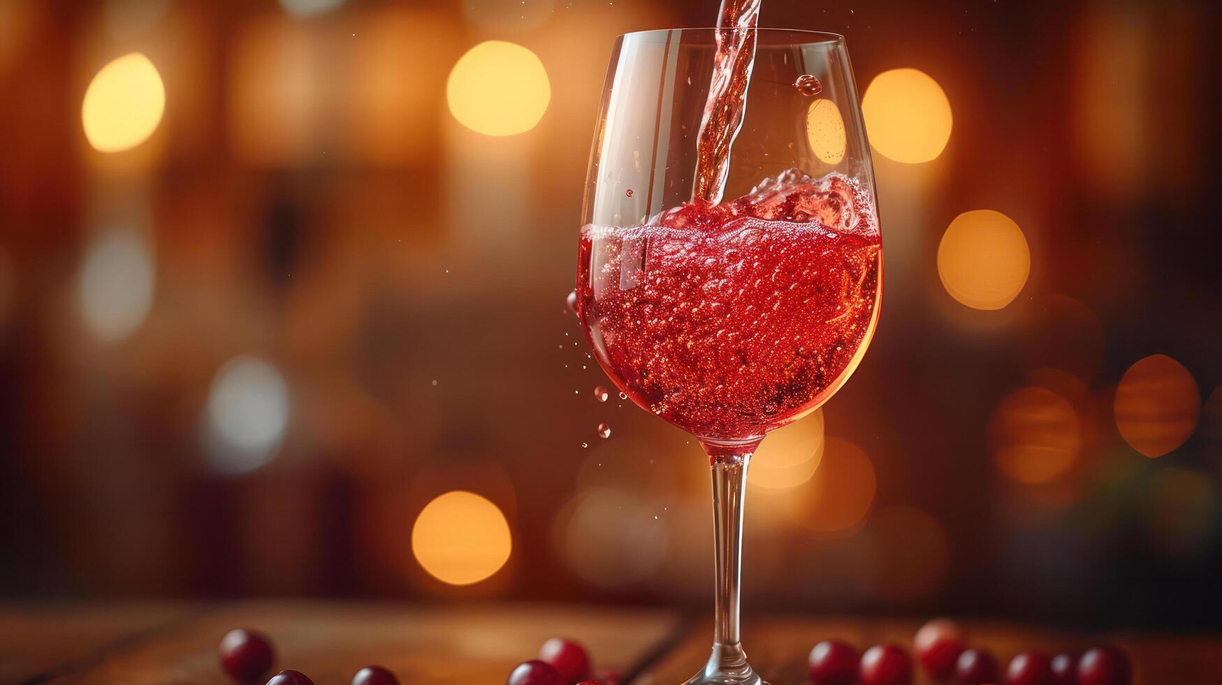 ai generato rosso vino bicchiere, bokeh sfondo foto