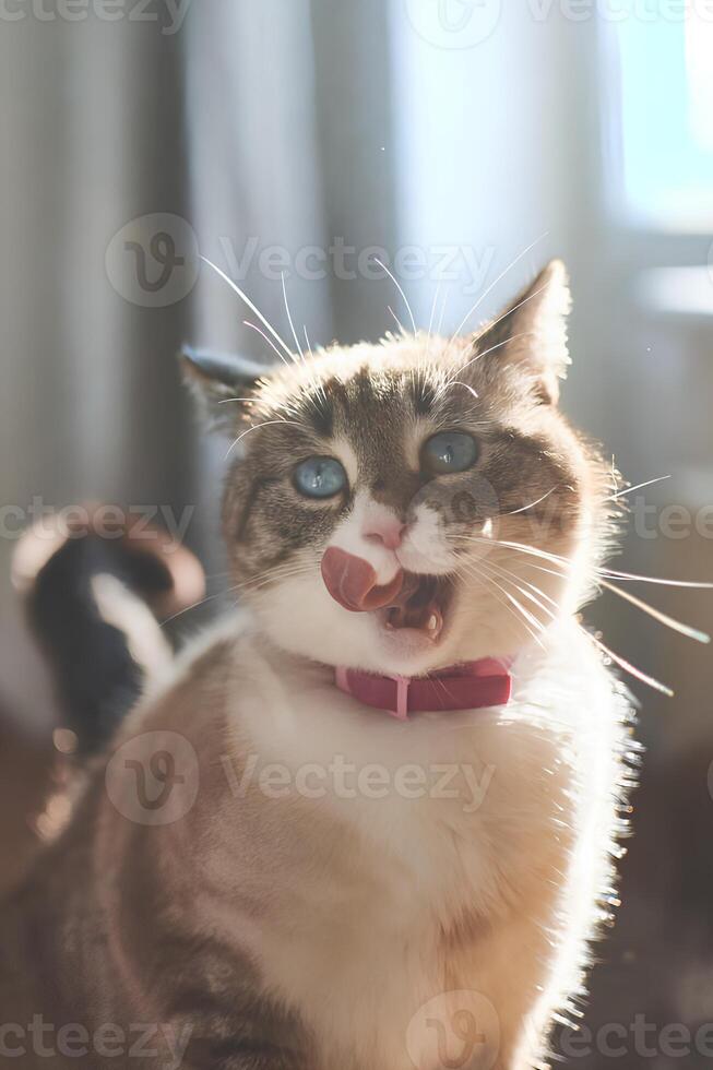 siamese gatto mostrando lingua foto