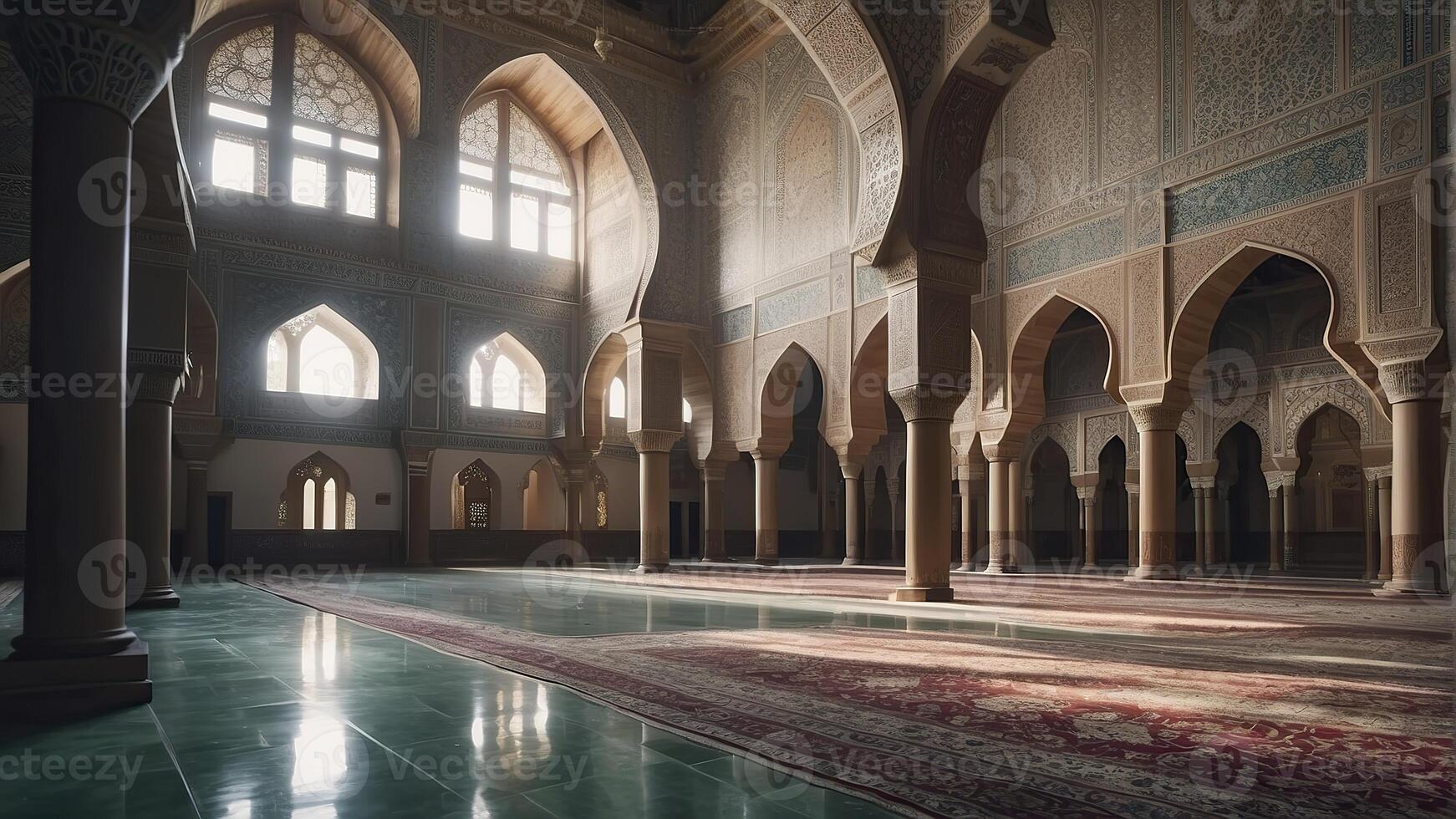 ai generato moschea scena, musulmano cultura, musulmano architettura foto