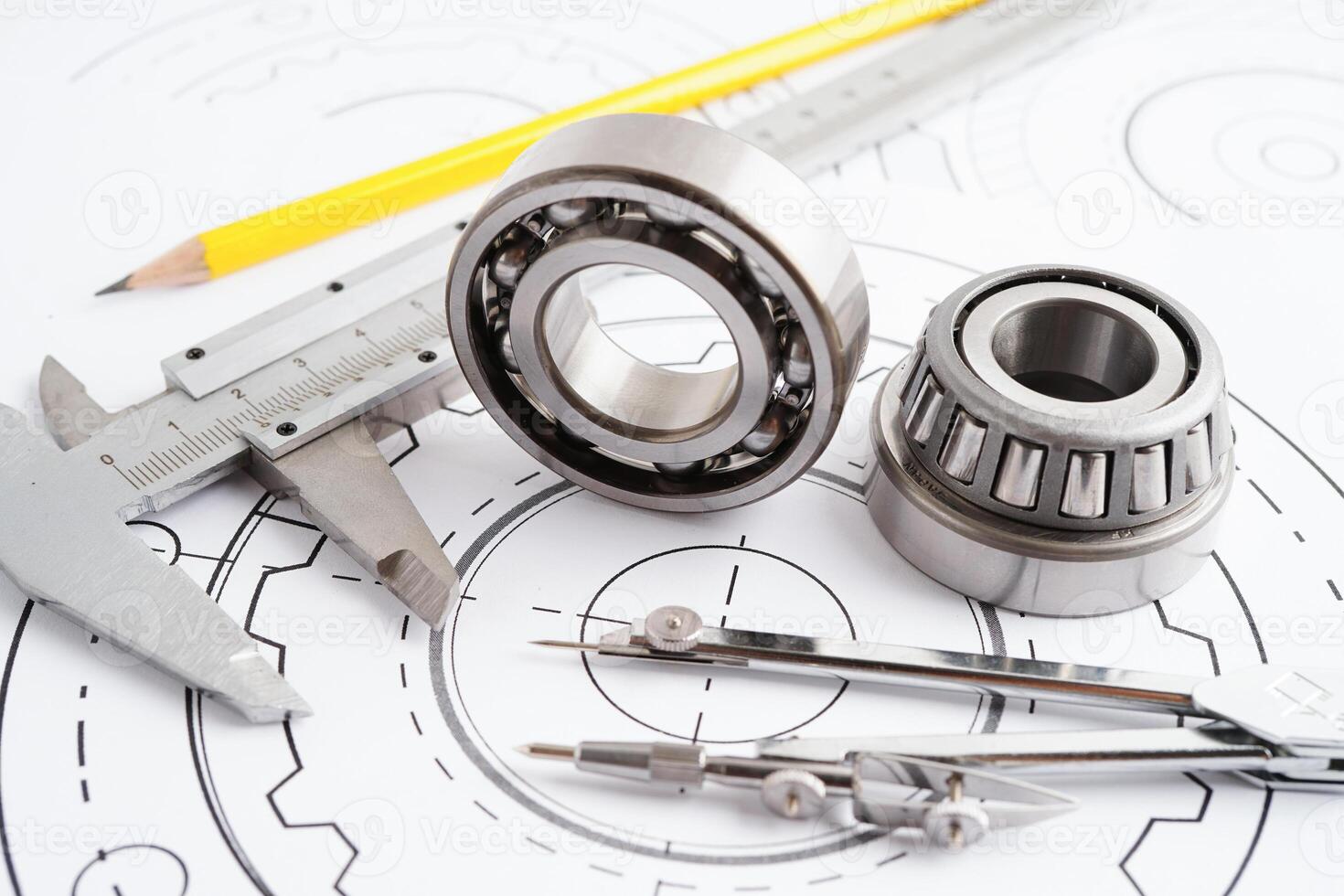 ingegneria e precisione utensili con metallo palla Bering, meccanico industriale. foto