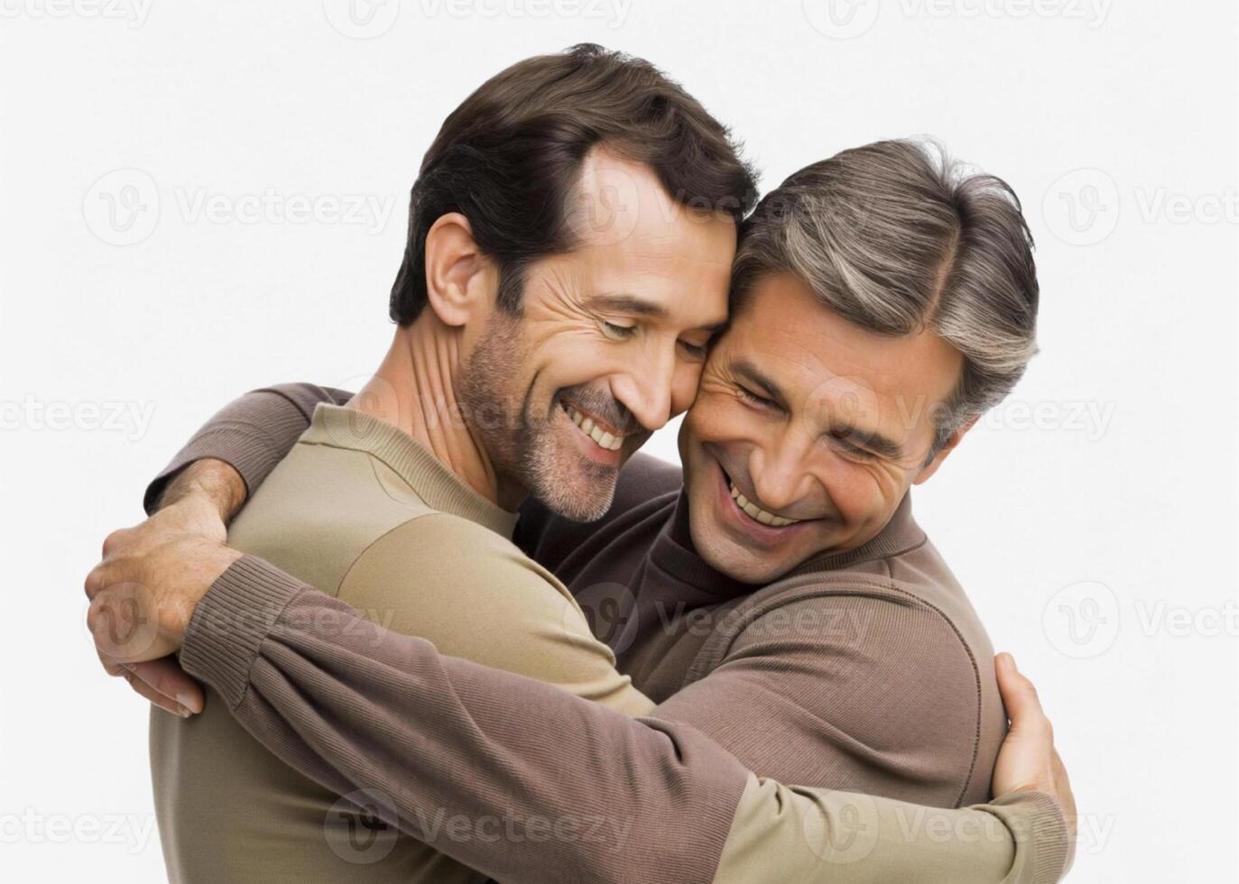 ai generato contento gay coppia abbracciare, amore foto