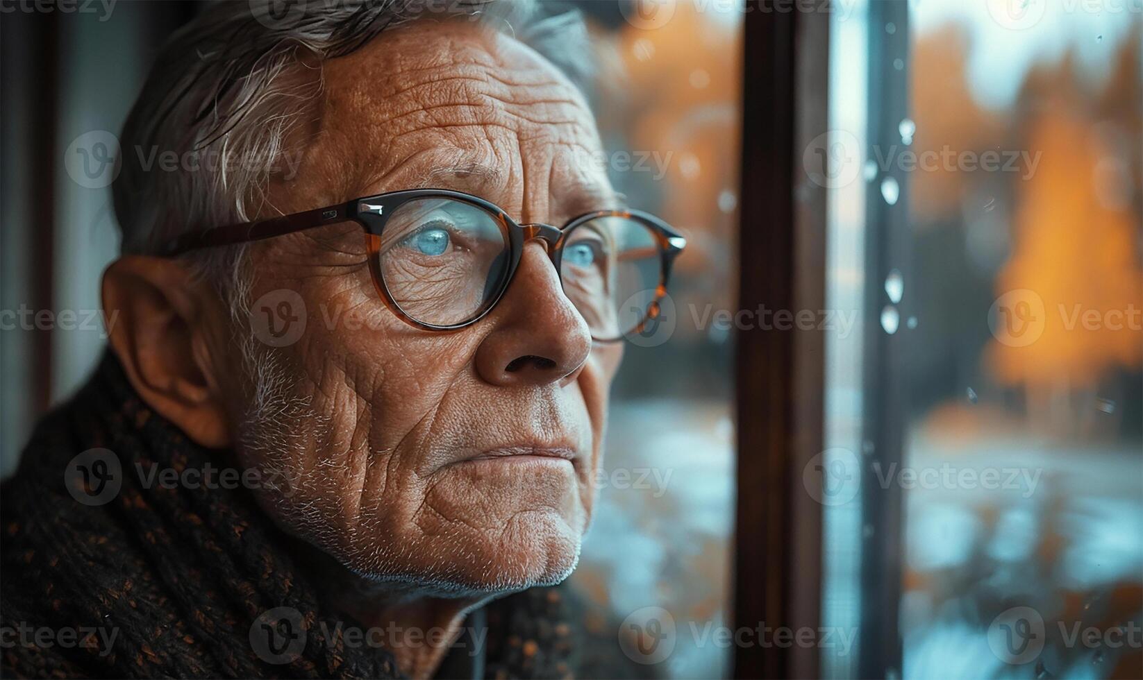 ai generato finestra per il passato un' del nonno silenzioso desiderio foto