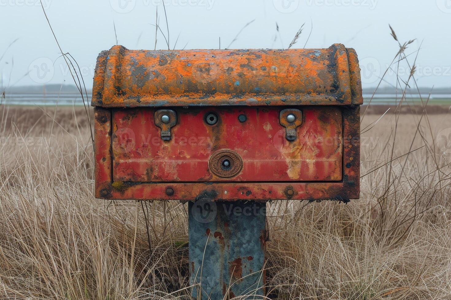ai generato Vintage ▾ rosso cassetta postale. il concetto di posta consegna foto