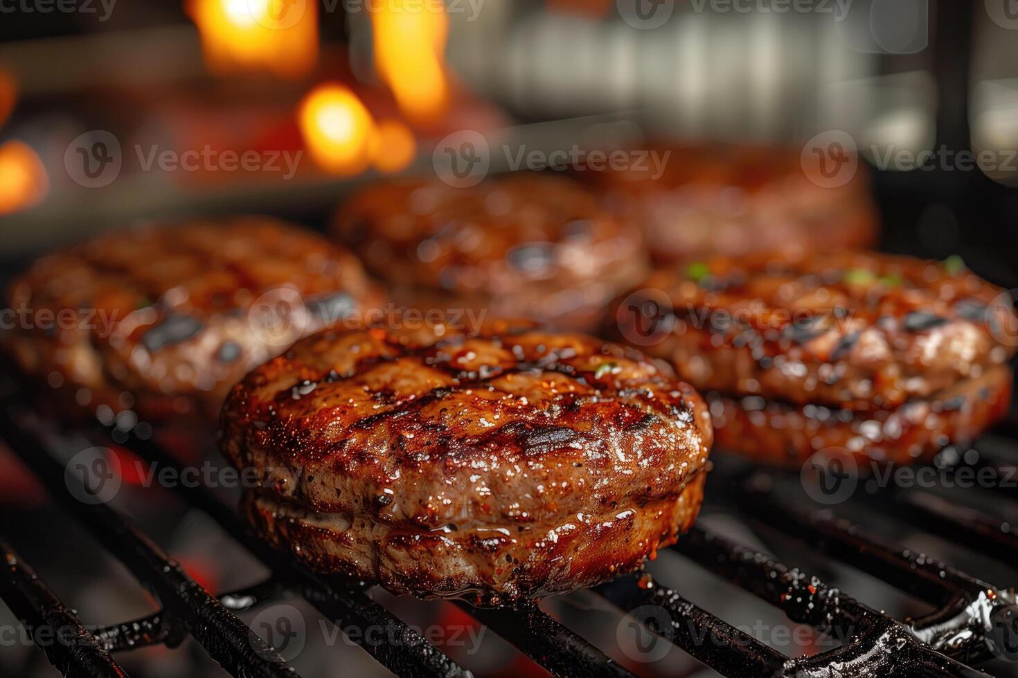 ai generato delizioso grigliato bistecche su barbecue griglia, avvicinamento. spazio per testo foto