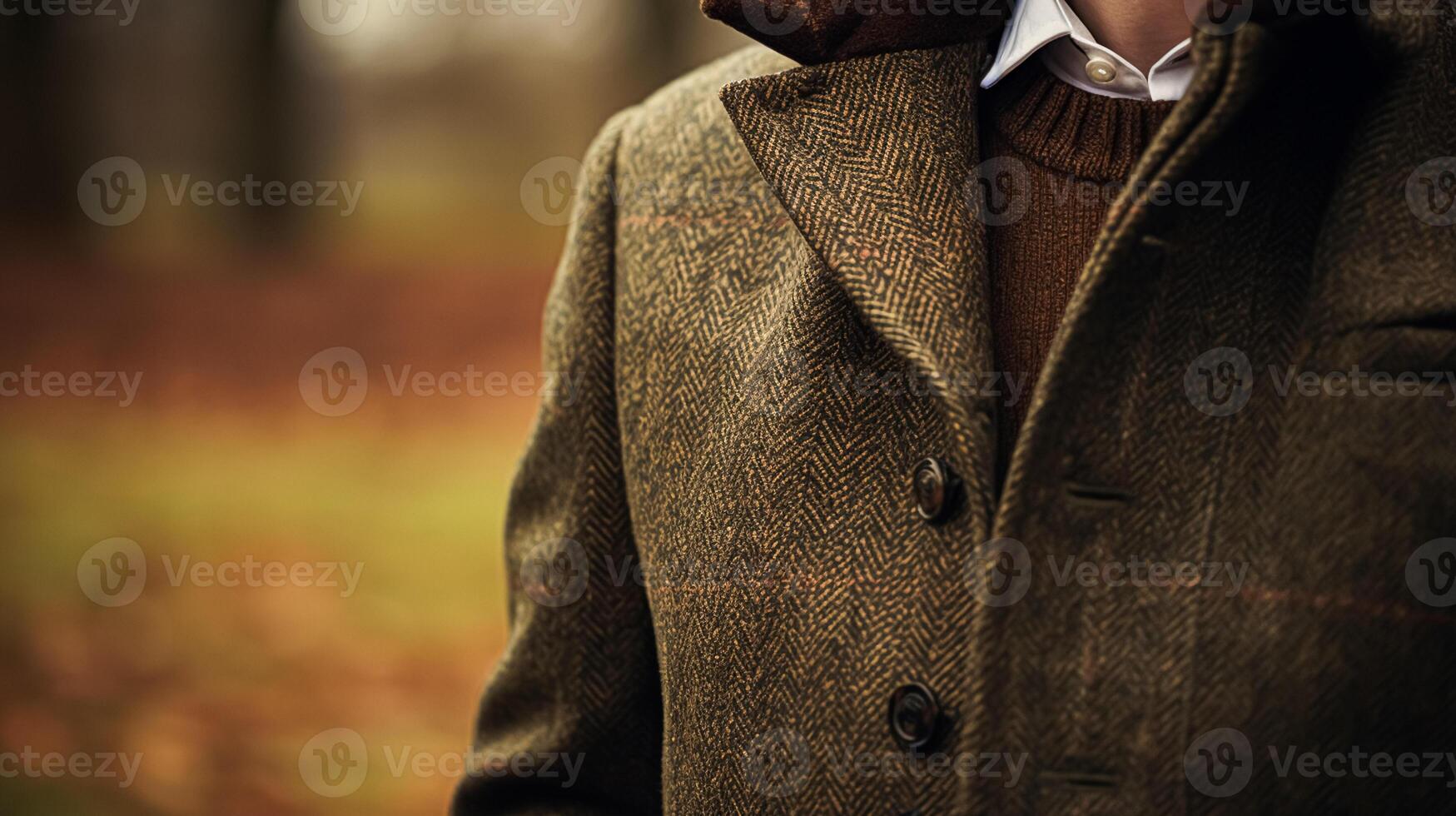 ai generato abbigliamento maschile autunno inverno capi di abbigliamento e tweed accessorio collezione nel il inglese campagna, uomo moda stile, classico signore Guarda foto