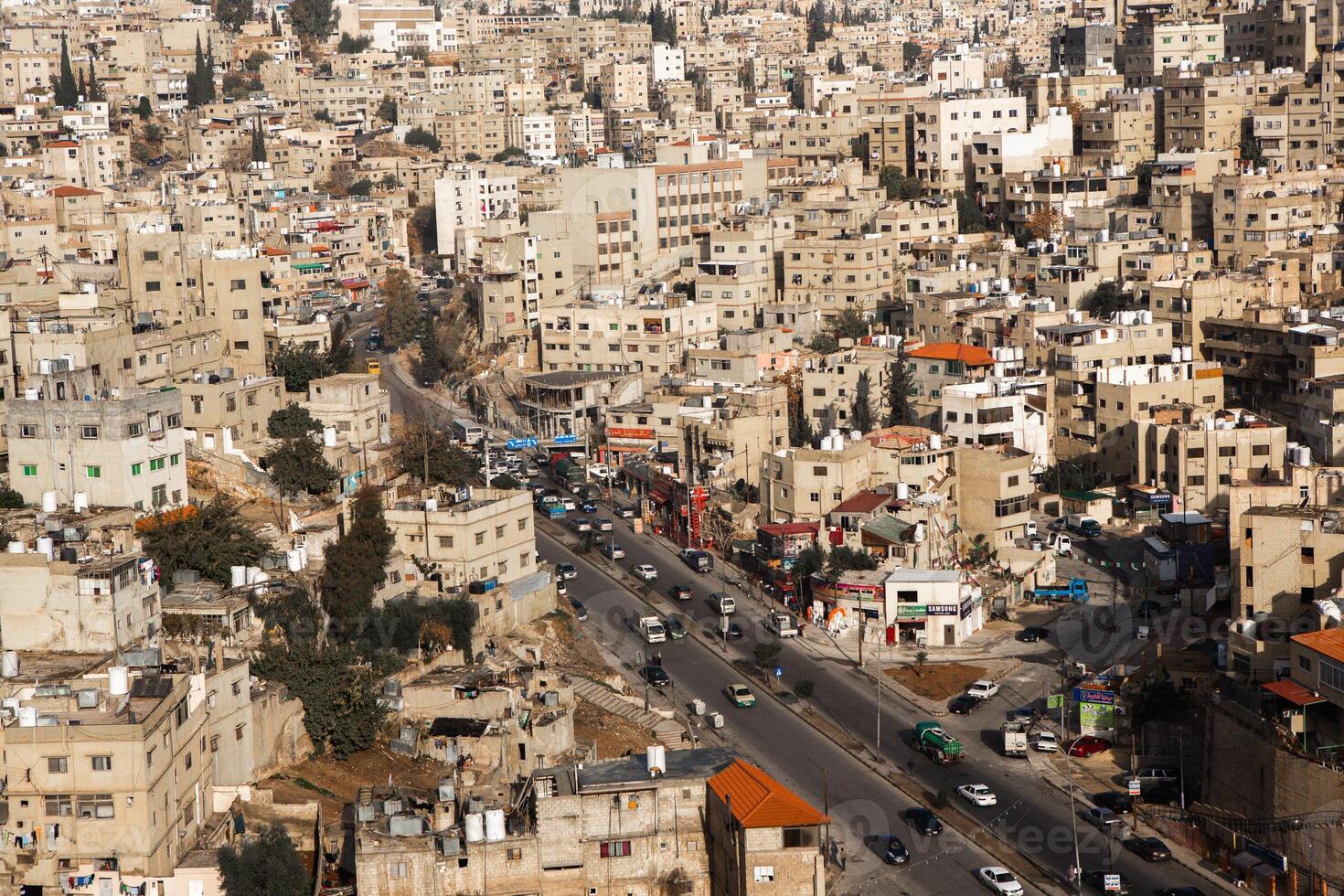 aereo Visualizza di amman città il capitale di Giordania. città fuga di amman. foto