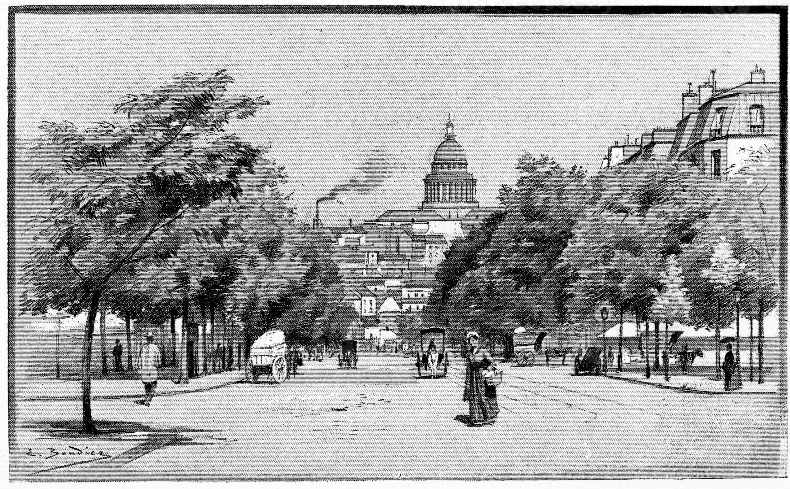 il viale gobelin, Vintage ▾ incisione. foto