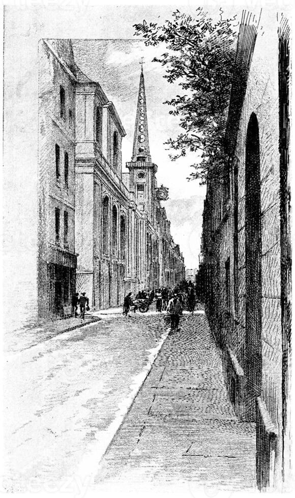 ruta saint-louis-en-ile, Vintage ▾ incisione. foto