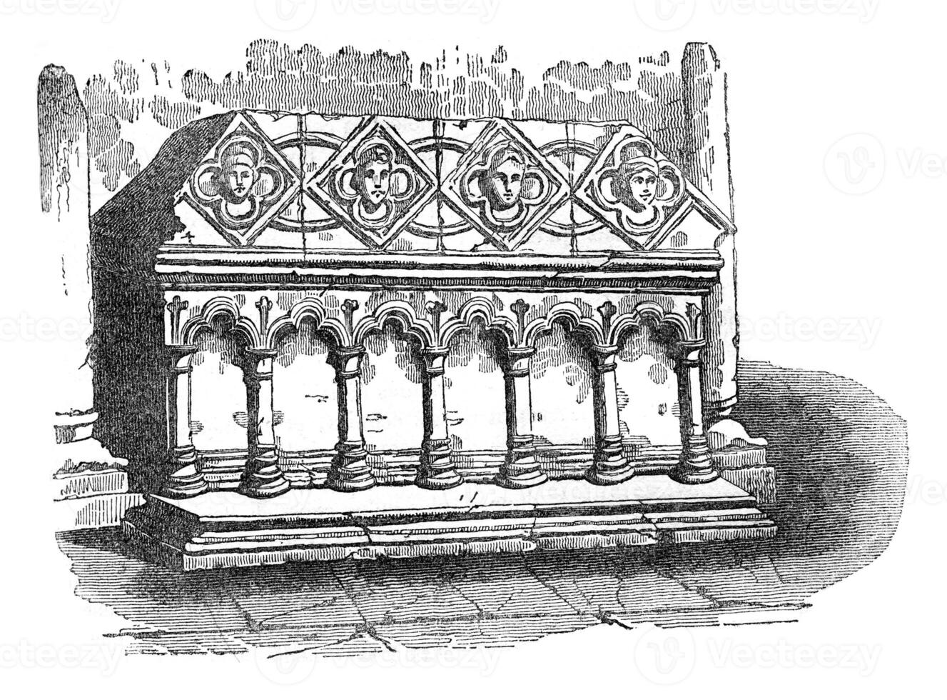 tomba di Teobaldo, arcivescovo di Canterbury, Vintage ▾ incisione. foto