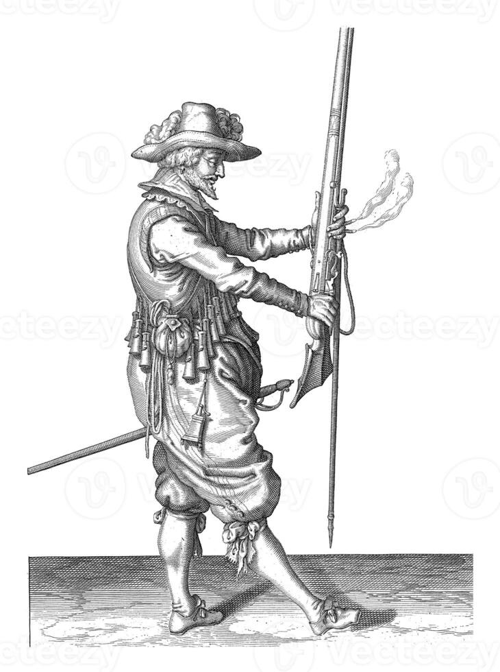 soldato Tenere il suo moschetto, Vintage ▾ illustrazione. foto