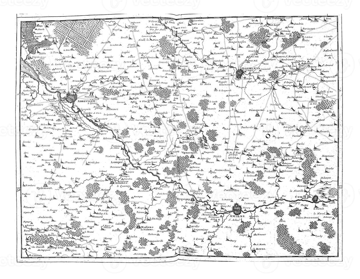 carta geografica di settentrionale Francia mostrando il corso di il somme, Vintage ▾ illustrazione. foto