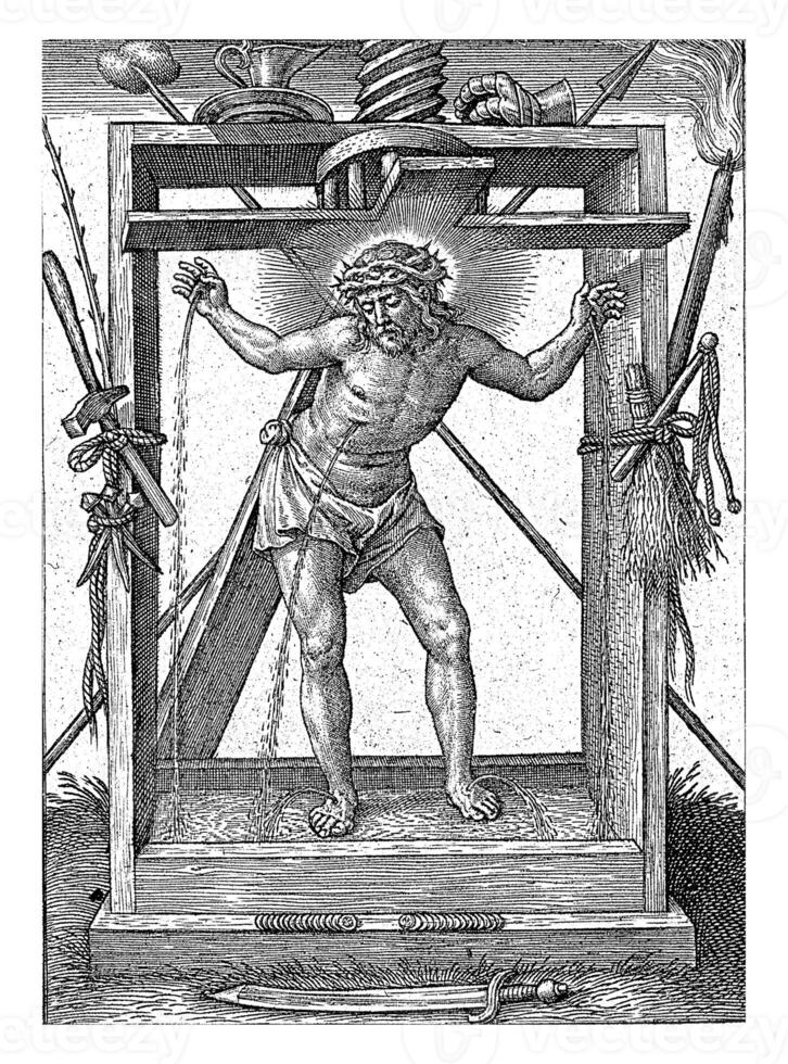 Cristo nel il torchio, hieronymus Wierix, 1563 foto