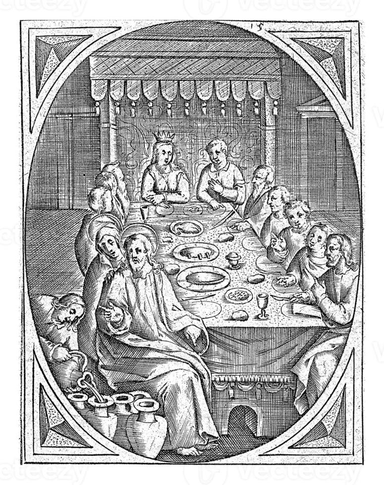 matrimonio cena a cana, joannes galle, c. 1626 - c. 1676 foto