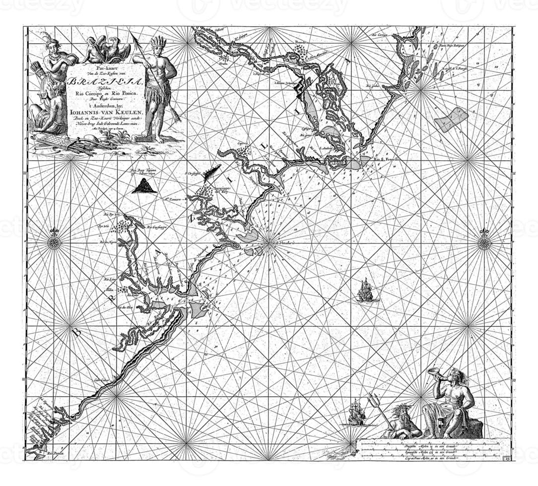 passaporto carta geografica di parte di il costa di brasile, jan luyken foto