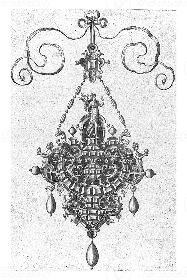 pendente su quale un' dea con un' alloro ramo, anonimo, dopo hans collaert io, 1581 foto