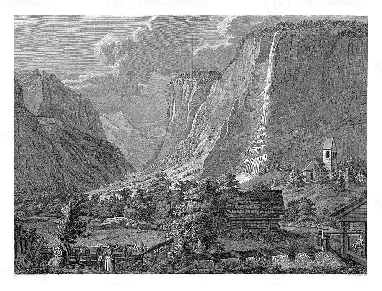 Visualizza di il cascata nel il valle di lauterbrunn foto