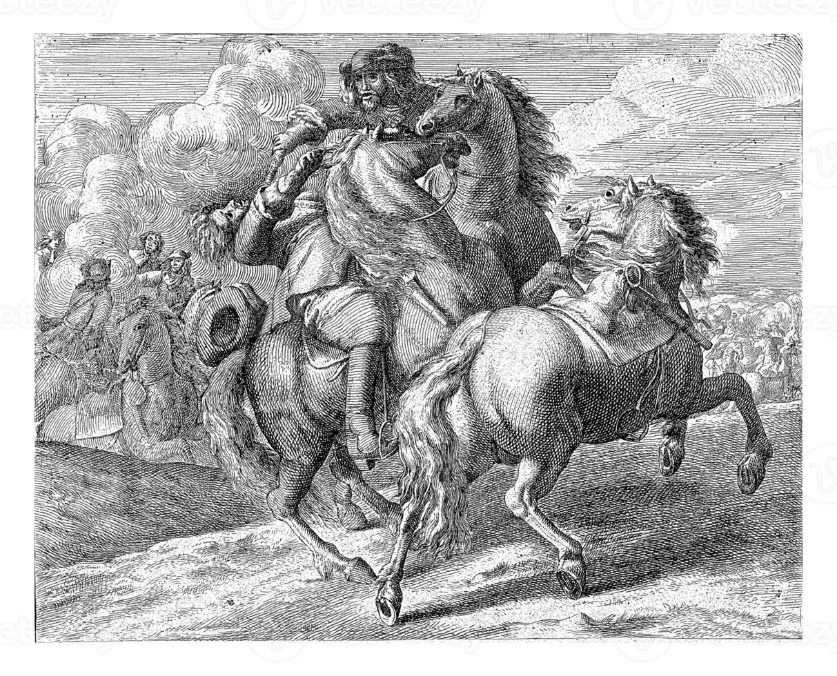 soldato tiro giù su a cavallo, jan furgone Huchtenburg, dopo Adamo frans furgone der meulen, 1674 - 1733 foto