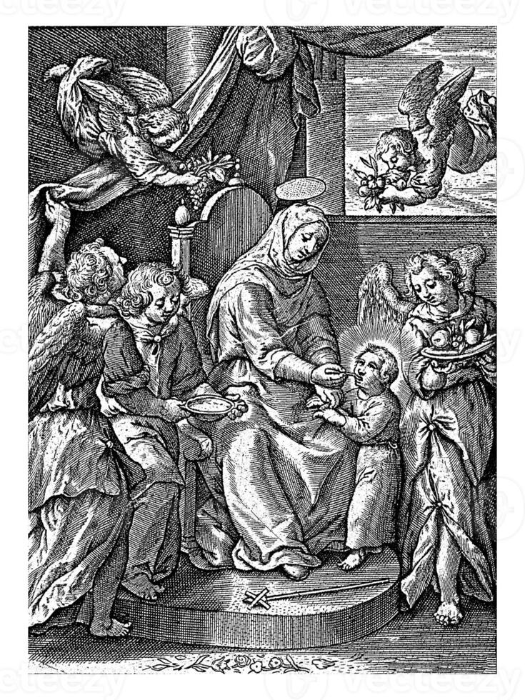 Maria alimentazione il Cristo bambino, antonio wierix iii attribuito a, dopo hieronymus Wierix, 1563 - prima 1619 foto