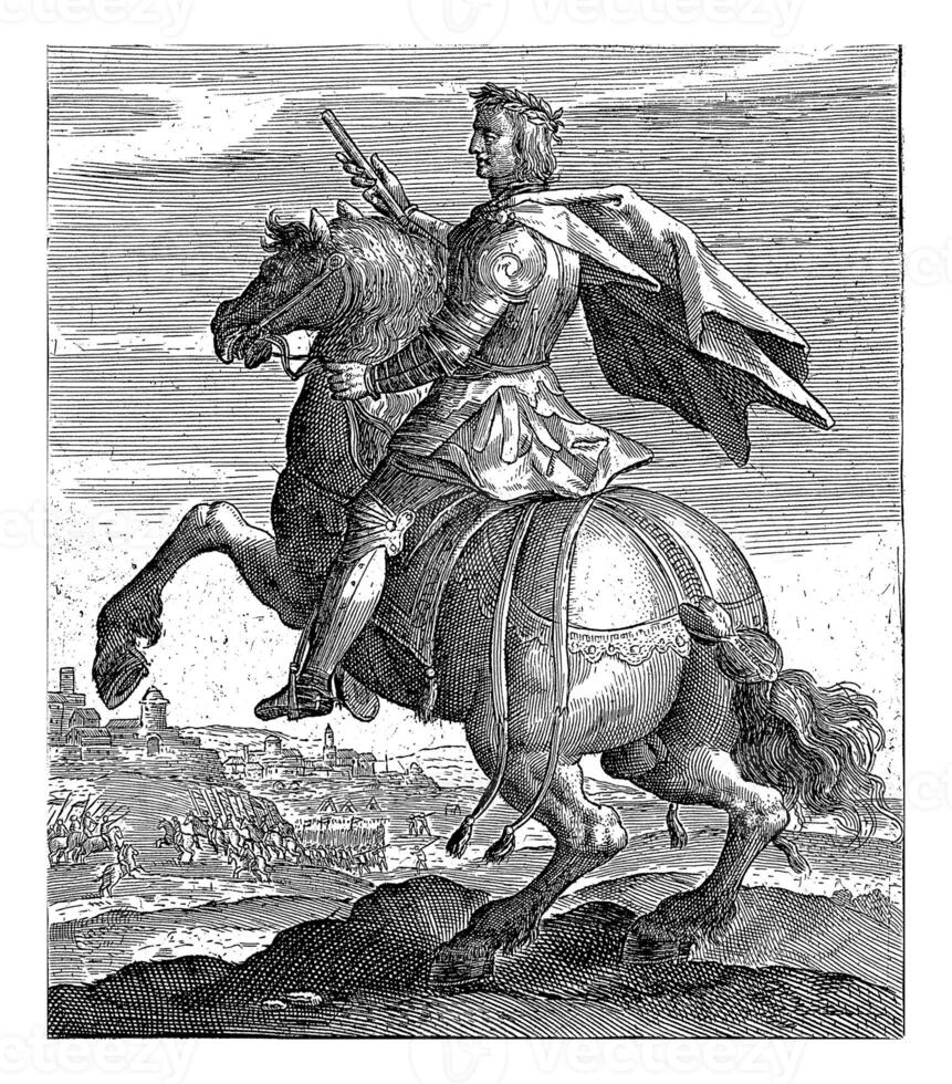 Federico iii di asburgico su a cavallo, croccante furgone de passe io, 1604 foto