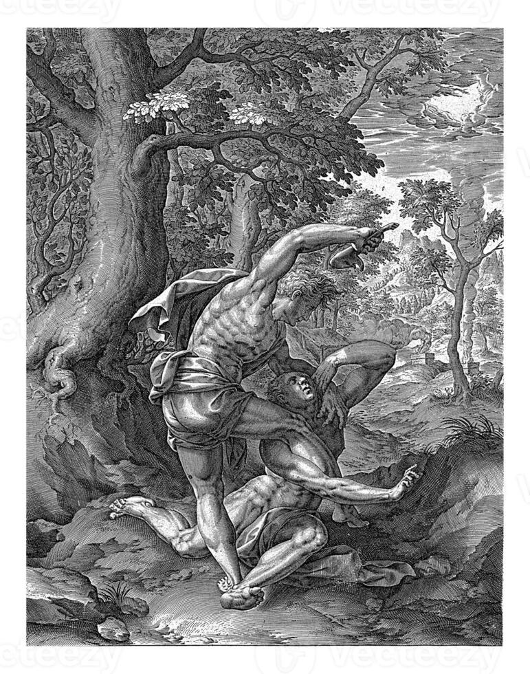 Caino uccide Abele, antonio wierix ii, 1579 - 1604 foto