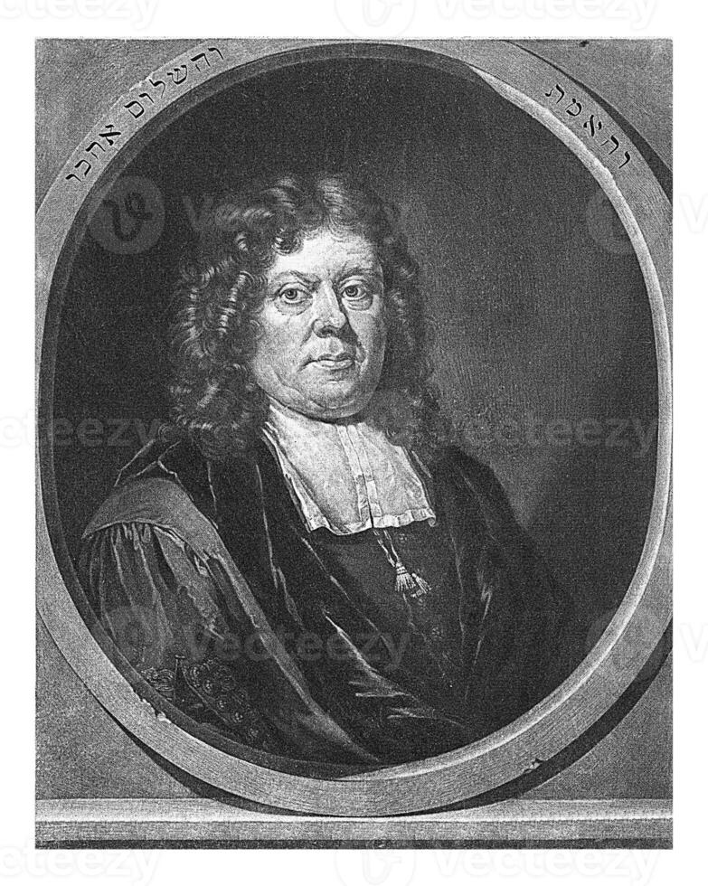 ritratto di il predicatore e professoressa gerbrand furgone leeuwen, pietro schenk io, dopo arnold buono, 1670 - 1713 foto