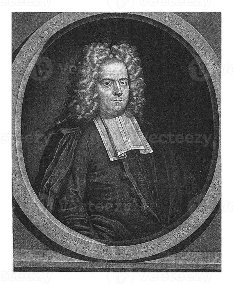 ritratto di il poeta e predicatore Laurens steversloot, pietro schenk io, 1706 foto