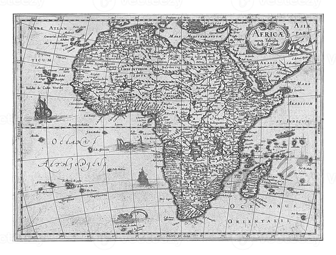 carta geografica di Africa, jodocus hondius io, 1573 - 1612 foto