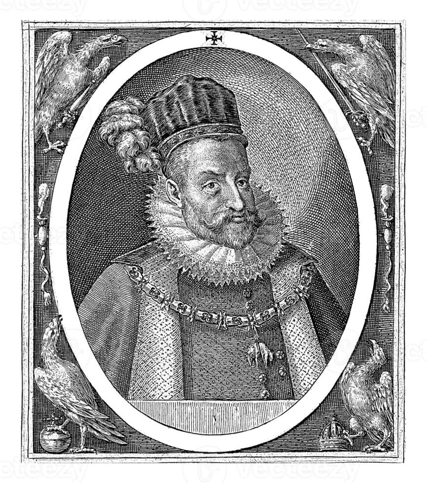 fallimento ritratto di rudolf ii di asburgico, croccante furgone de passe io, 1596 foto