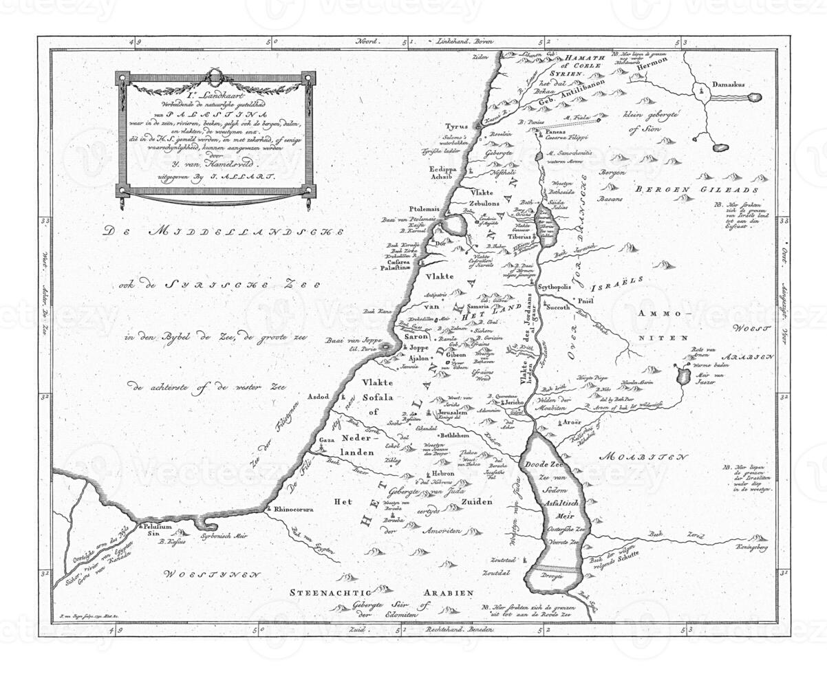 carta geografica di Palestina, jan furgone Jagen, 1790 foto