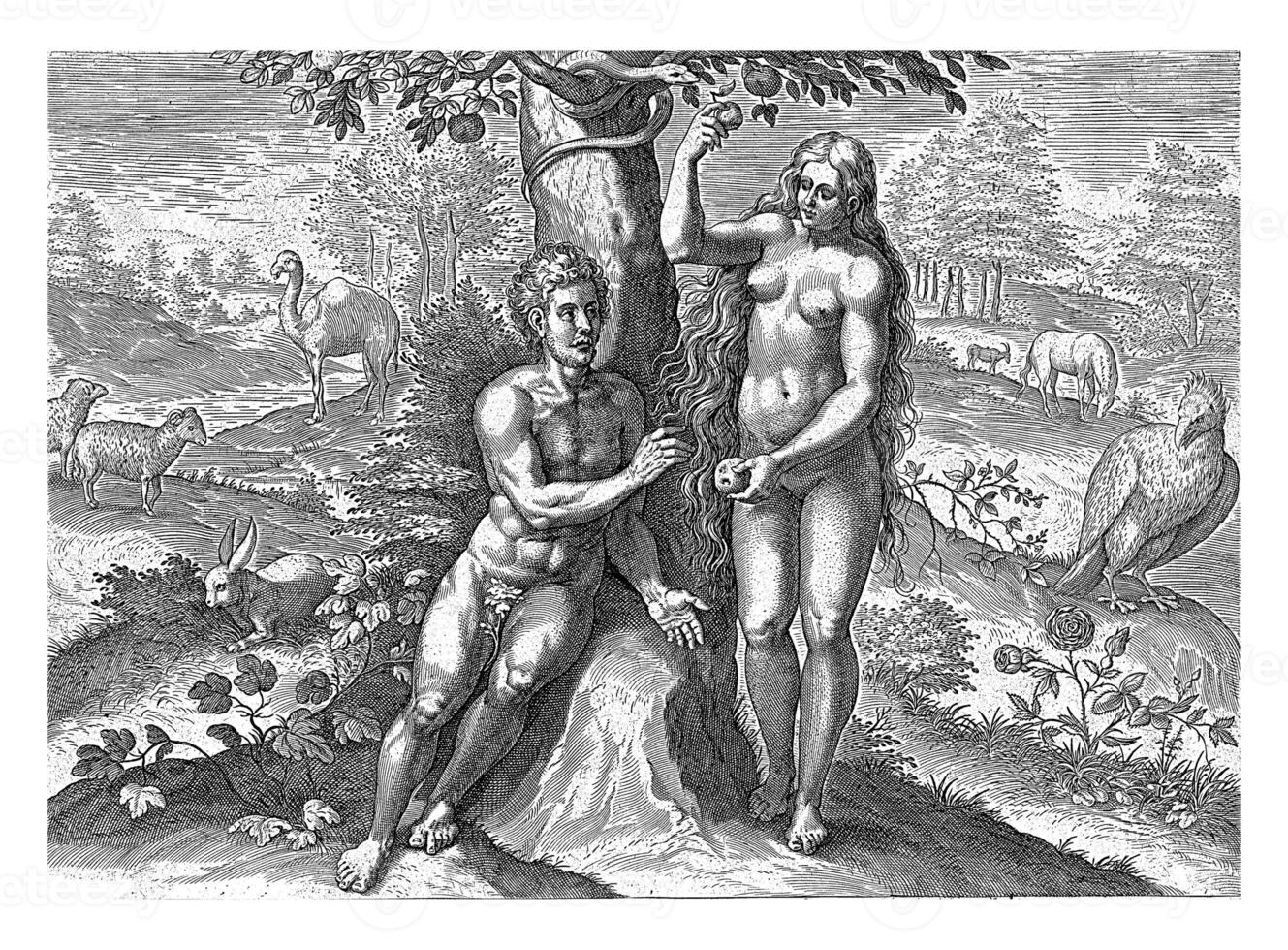 vigilia seduce Adamo, johann sadeler io, dopo croccante furgone de passe io, 1639 foto