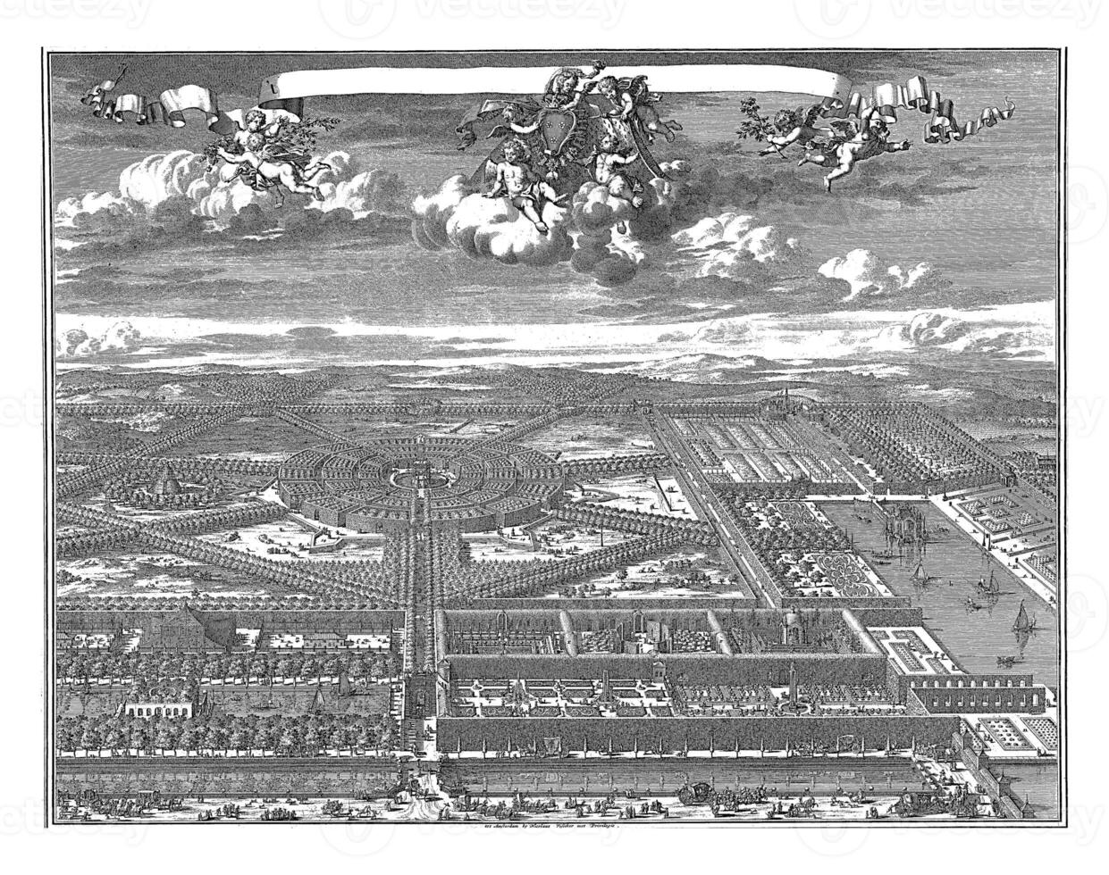Visualizza di il parco di enghien Edingen, romeyn de hooghe, 1685 foto