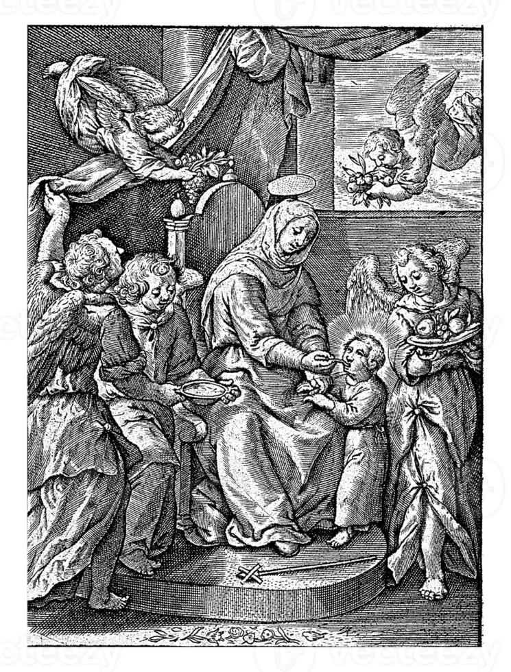 Maria alimentazione il Cristo bambino, antonio wierix iii attribuito a, dopo hieronymus Wierix, 1563 foto