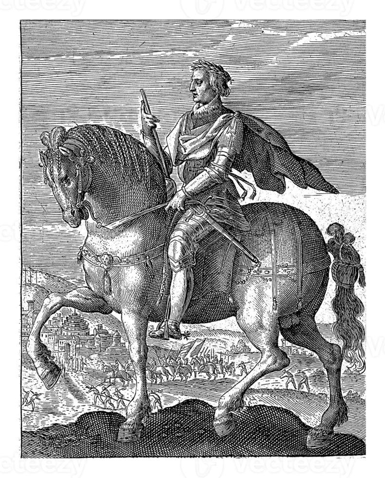 Federico iii di asburgico su a cavallo, croccante furgone de passe io, 1604 foto