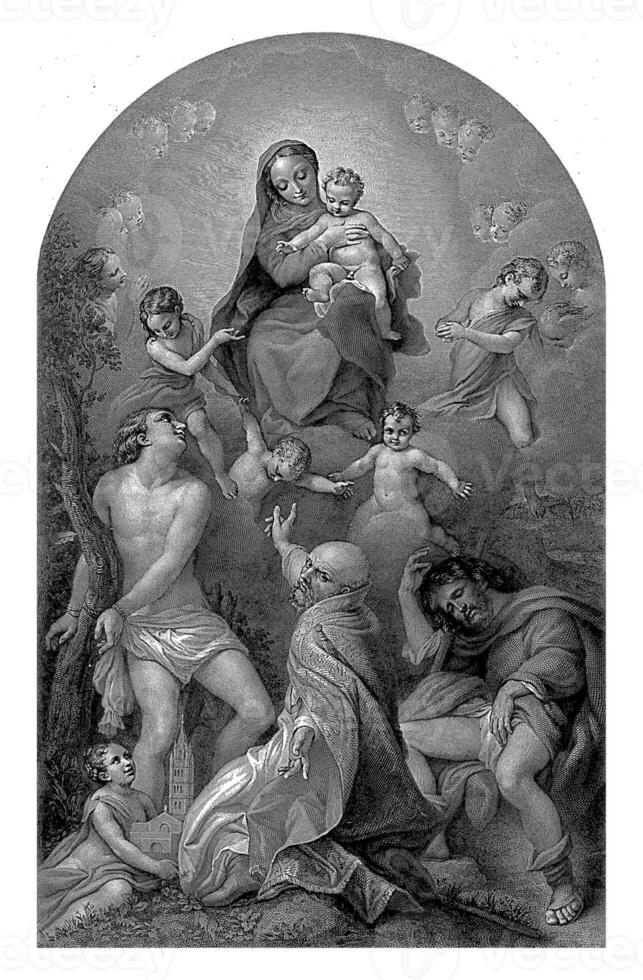 il Madonna con st Sebastian. dopo correggio, con indirizzo di arnold, Achille desiderio lefèvre, dopo correggio, 1808 - 1864 foto