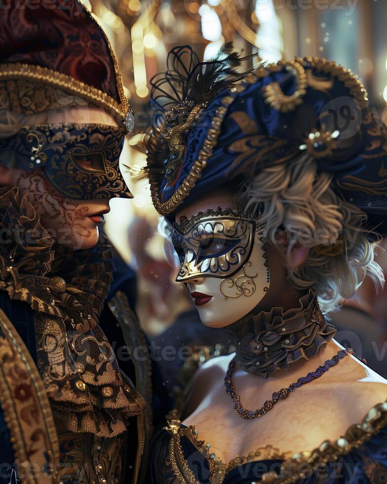 ai generato medievale francese masquerade palla foto