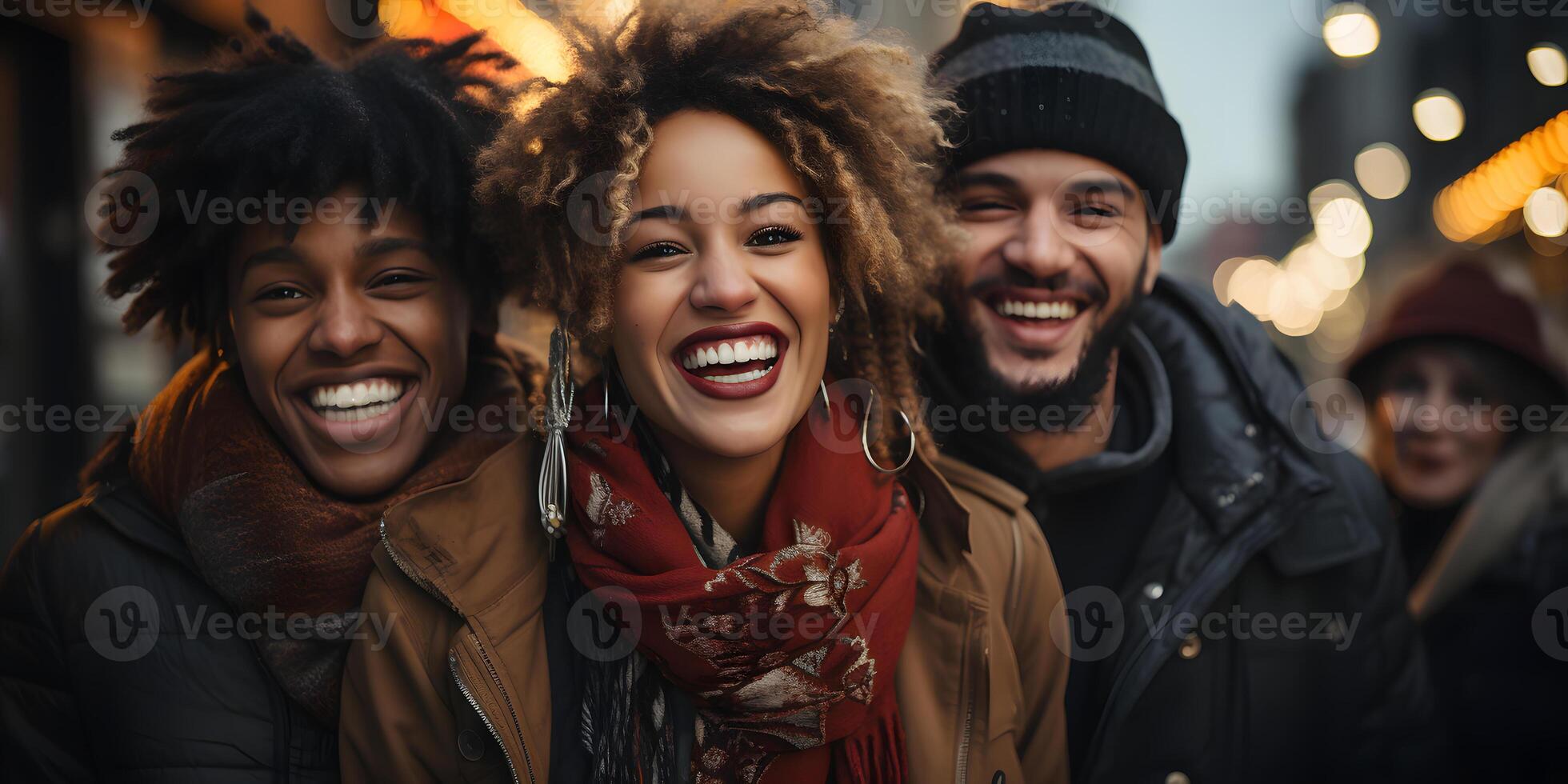 ai generato gruppo di multirazziale amici avendo divertimento insieme fuori. diversità amicizia. generativo ai foto