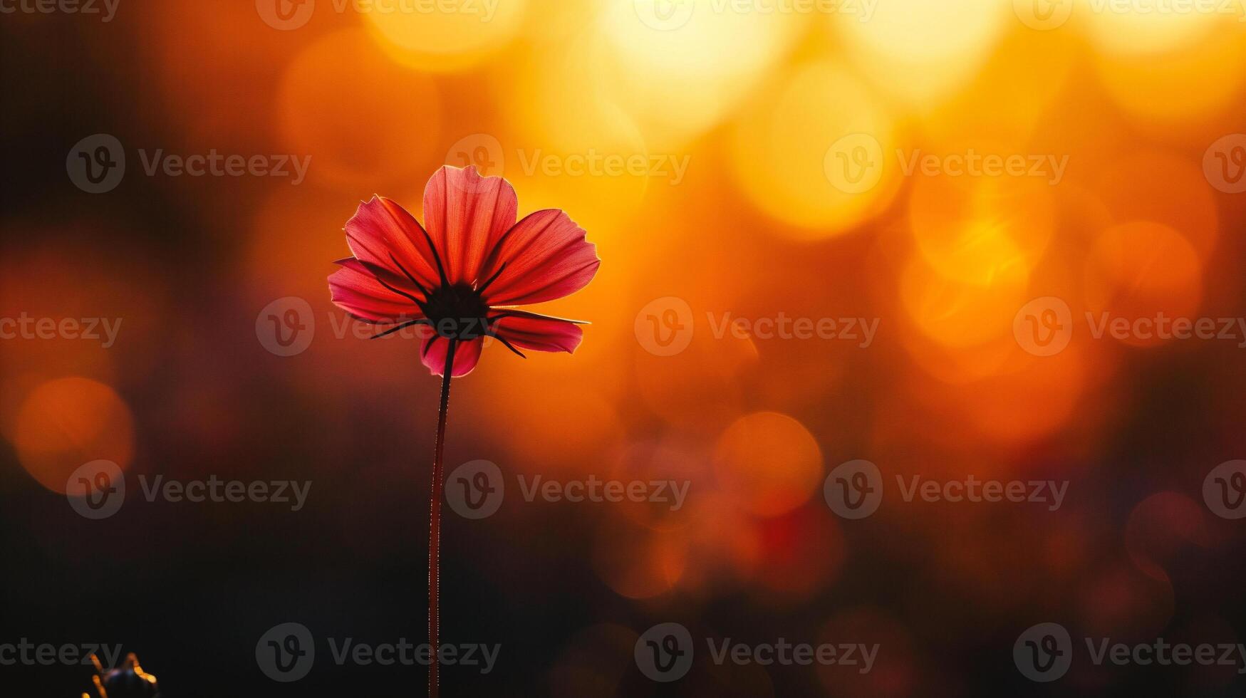 ai generato bellissimo fiore nel il prato a tramonto. foto