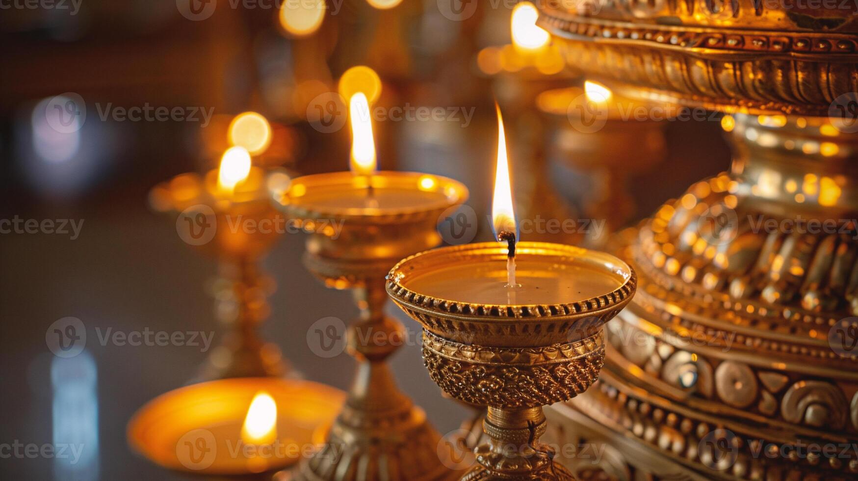 ai generato candela leggero nel un' buddista tempio foto