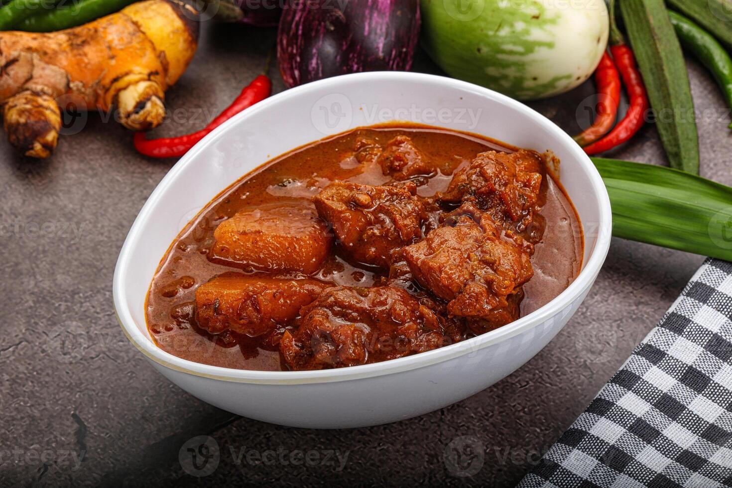 indiano cucina - speziato pollo vindaloo foto