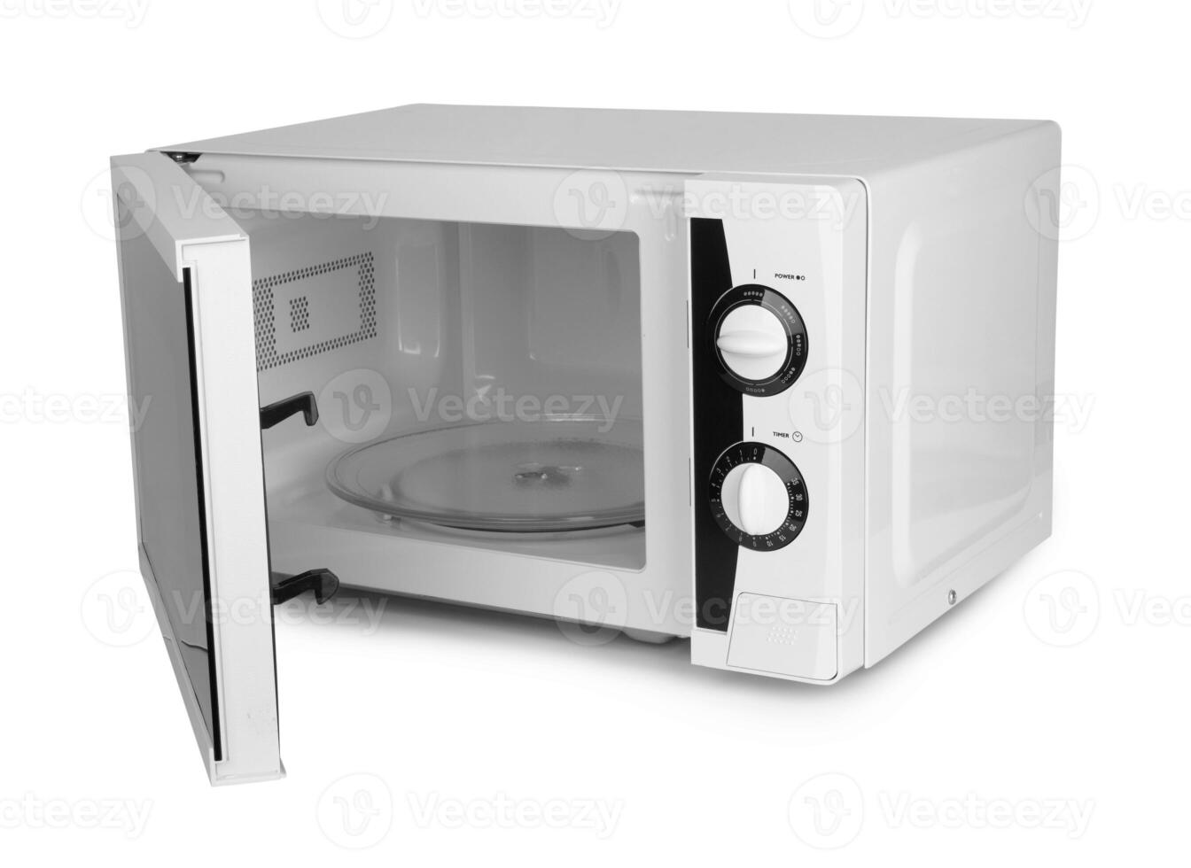 Aperto microonde forno foto