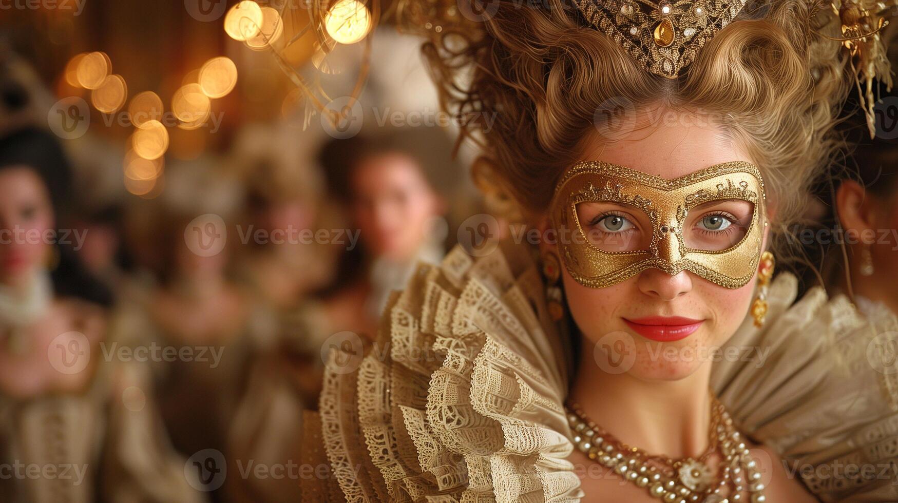 ai generato medievale francese masquerade palla foto