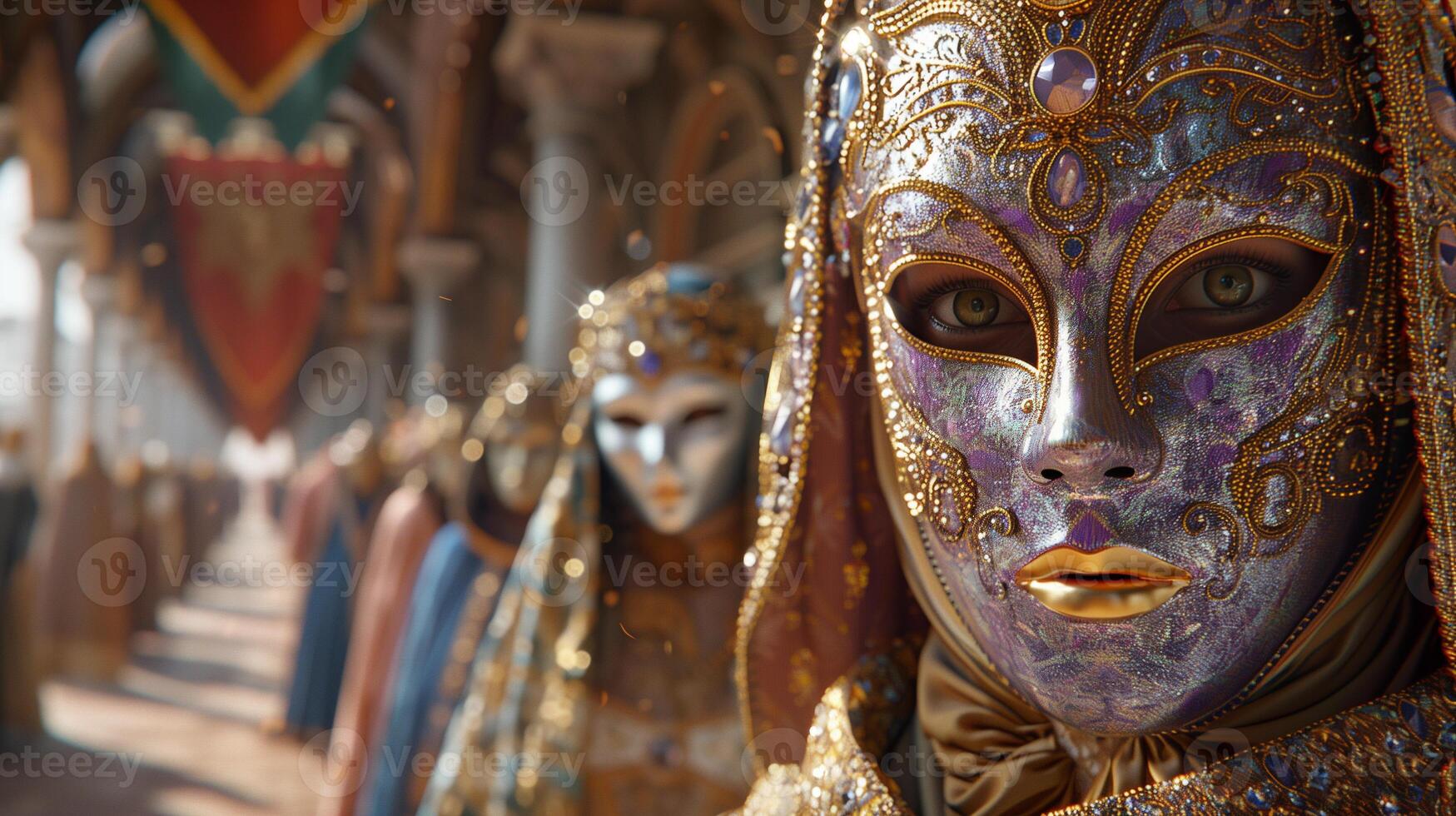 ai generato medievale francese masquerade palla foto