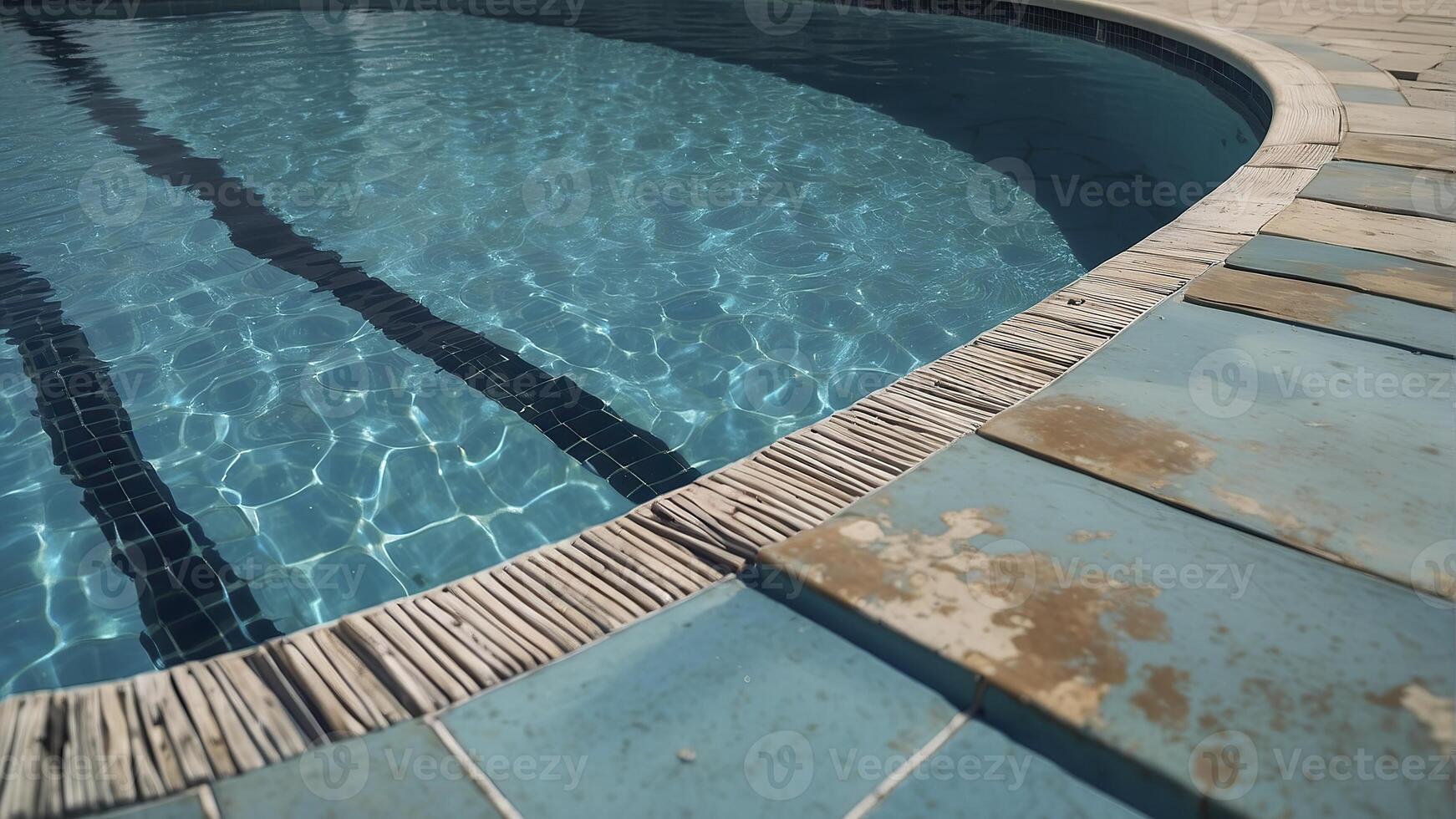 ai generato piscina sfondo, blu piscina acqua, soleggiato giorno, blu acqua sfondo, blu acqua superficie foto